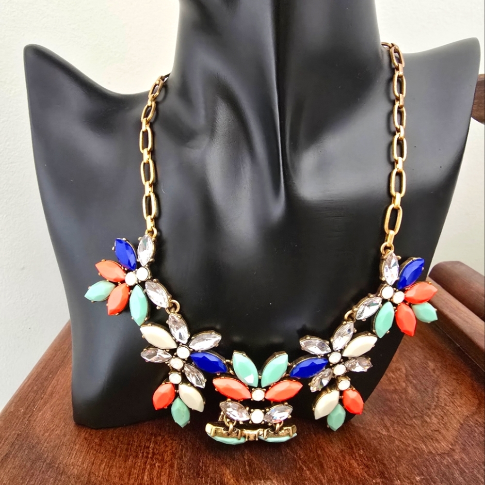J Crew colorful Floral Statement Necklace